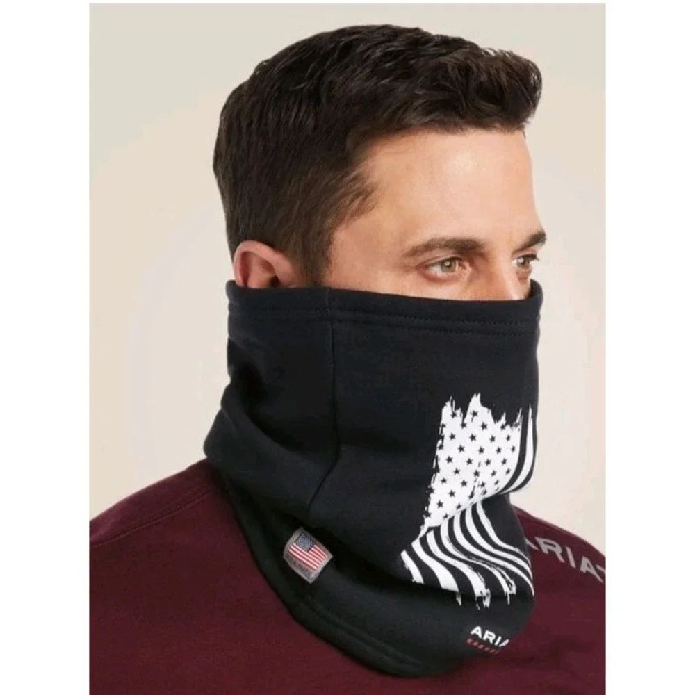 Ariat WORK FR Primo Fleece Neck Gaiter Distressed USA Flag Black 10037033 OSFA